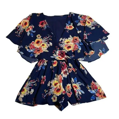Women's Floral Print Flowy Playsuit Romper Size X