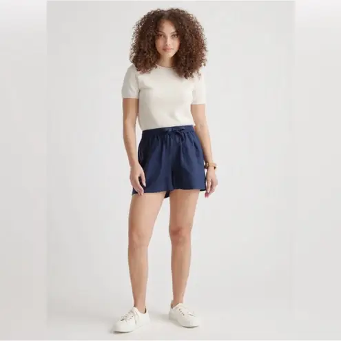 Quince NWT Navy Linen Shorts Elastic Waist with Pockets and Drawstring Sz XS - Image 3