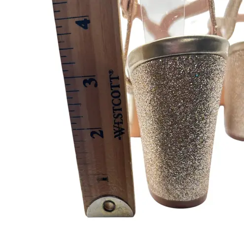 Allegra K New Sandals Women 8 Gold Glitter Heeled Ankle Strap Party Evening Shoe