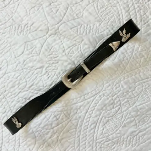 Vintage 1992 WB Looney Tunes Black Leather Belt w Metal Characters Size 30