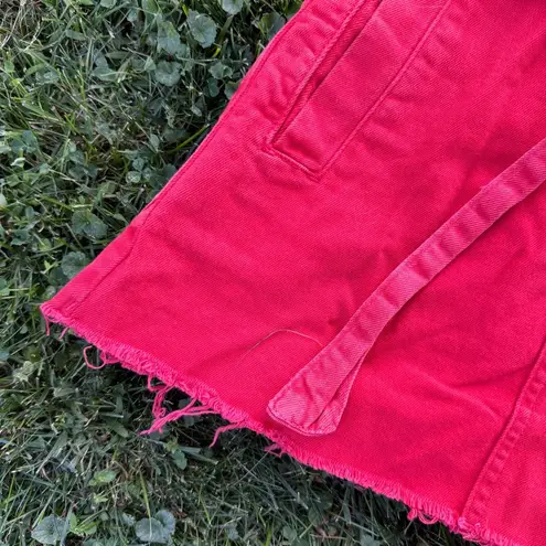 Urban Outfitters Red Button Fly Belt Denim Skirt Womens Size XS