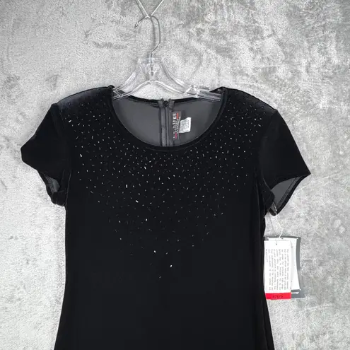 J.R. Nites by Caliendo Dress 4 Petite Black Velvet Maxi Beaded Goth Glam Vintage Size 4P