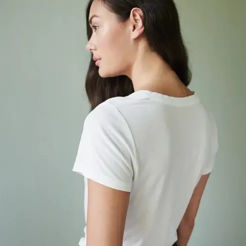 Quince NWT Cotton Modal V-Neck Tee Basic T-Shirt Womens XL White Minimalist Soft