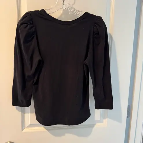 ALC Frank A.L.C. Black Karlie Puff-Sleeve Tee 3/4 Length | XS