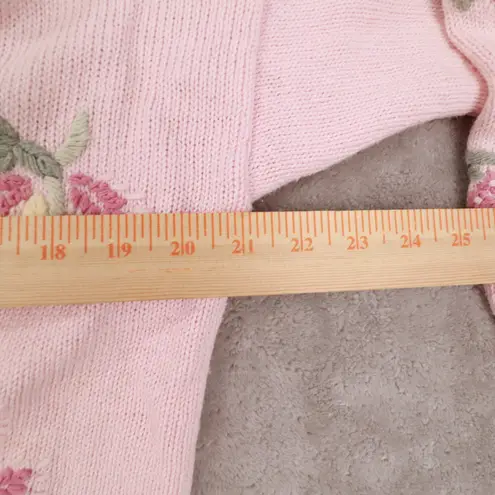 Private Party Vintage PInk Embroiderd 80s Long Sleeve Cardigan Cottagecore Women's Medium