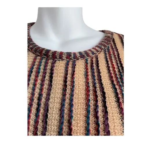 Carol Horn Knit 70s Striped Wool Pullover Tunic Red Size M
