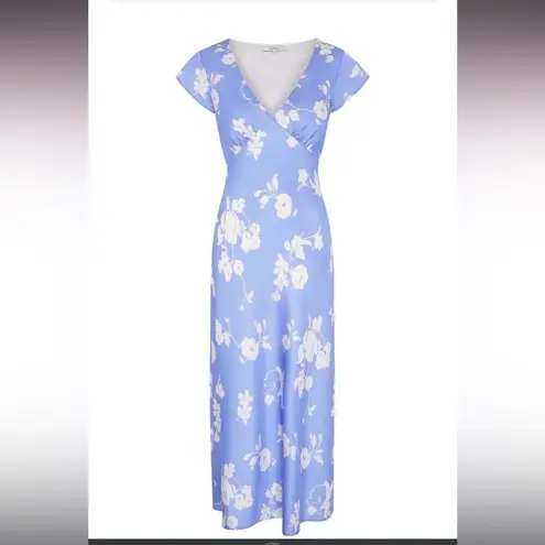 Omnes Woolf Short Sleeve Floral Slip Dress Blue 10 NWT