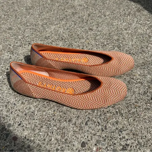 Rothy's Rothy’s Retired Orange Merino Wool Camel Herringbone Square Toe Flats