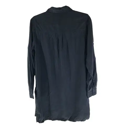 Quince Vintage Wash Tencel Tunic Dress Long Sleeve Black S