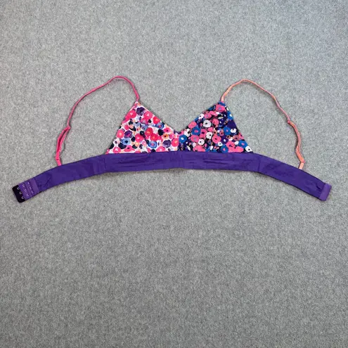 Maia Bergman Bra Top Purple Flowers Womens XS Triangle Bralette Adjustable Strap