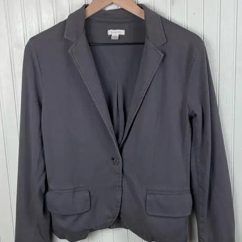 Garnet Hill Knit Jacket Blazer Women's Size 6 Grey 100% Cotton Business Casual