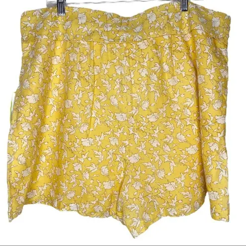 CeCe NWT Yellow Whispering Vines Linen Lightweight Shorts XXL