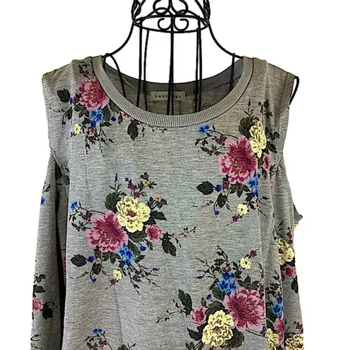 Retrology Gray Floral Cold Shoulder Sweatshirt Women’s Size Large