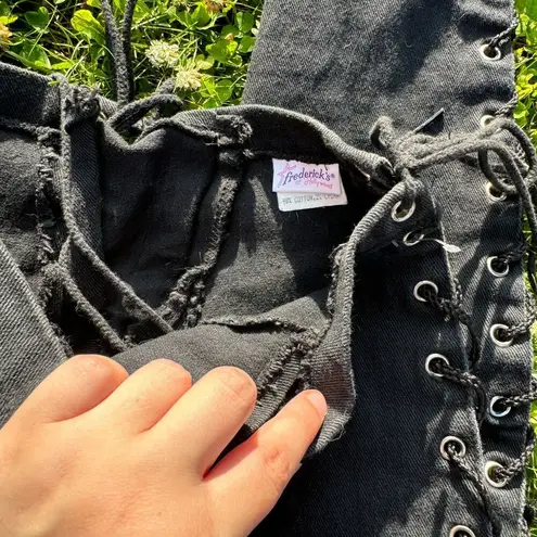 Frederick's of Hollywood VINTAGE CORSET LACE UP BLACK DENIM PANTS STRETCH SIZE 5