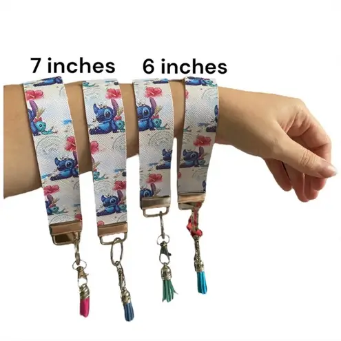 Stitch Summer Beach Print Keychain Wristlet (price for 1) White