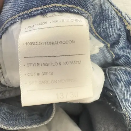 KANCAN Briar Ultra High Rise 90s Boyfriend Jeans Distressed Patched Womens Sz 30 Blue