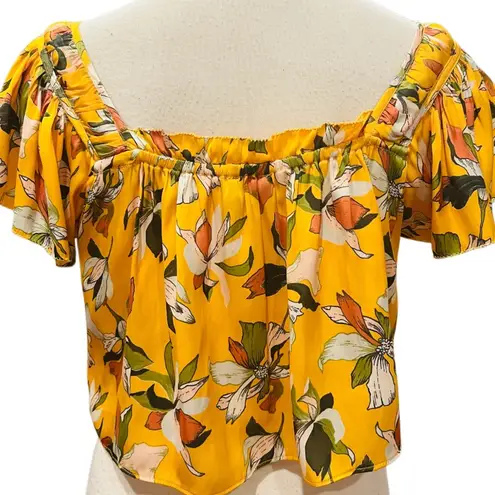 Current Air Anthropologie Floral Yellow Crop Top Size Small