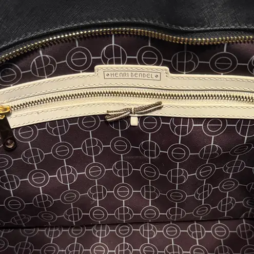 Henri Bendel Black Canvas Leather Tote Bag