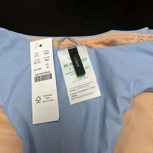 J.Crew  Curved Waist Cheeky Bikini Bottom Light Blue Mist Size Medium High Cut