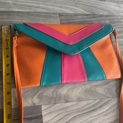 Orange and Pink Chevron Clutch with Geometric Design