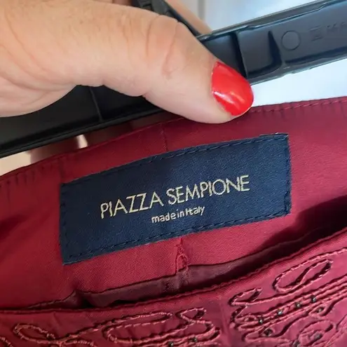 Piazza Sempione NWT red embroidered cropped pant size 6