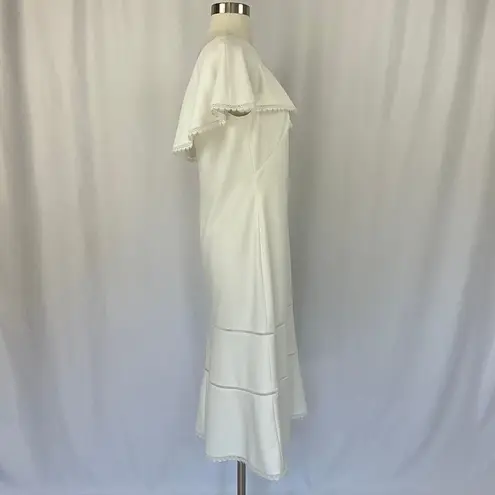 Ralph Lauren  Women's Cocktail Dress Size 8 Ivory White One Shoulder A-Line Midi