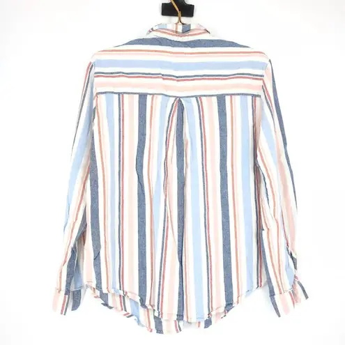Anthropologie Maeve Chatham Striped Button Down Linen Blend Shirt