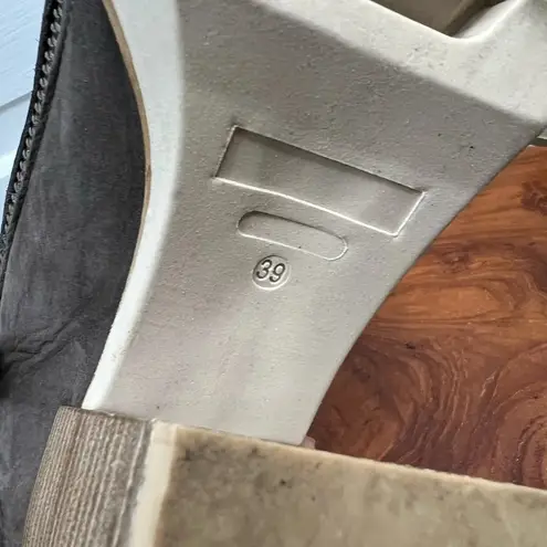 Bueno Women's Elliott Ankle Boots Size 9 Stone Nubuck Gray Block Heel Zip Side