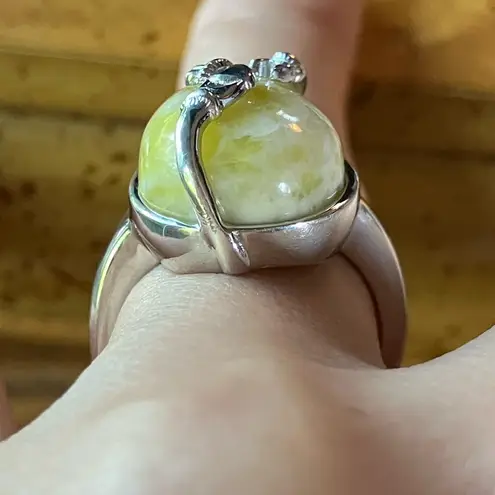 Natural Connemara Marble Sterling Silver Claddagh Ring