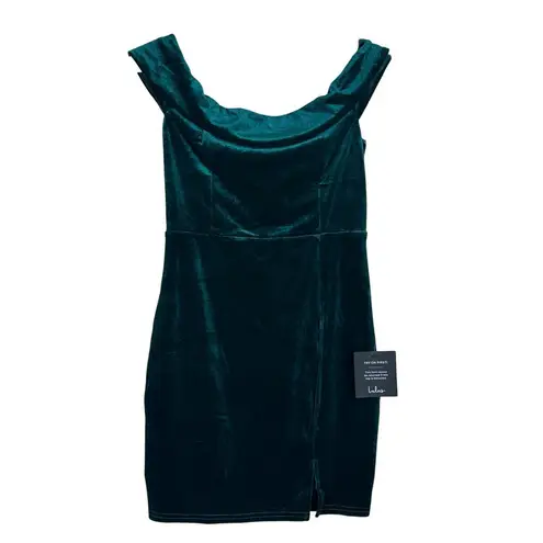 Lulus NWT  Essence Dress Womens S Green Velvet Off Shoulder Party Glam Birthday