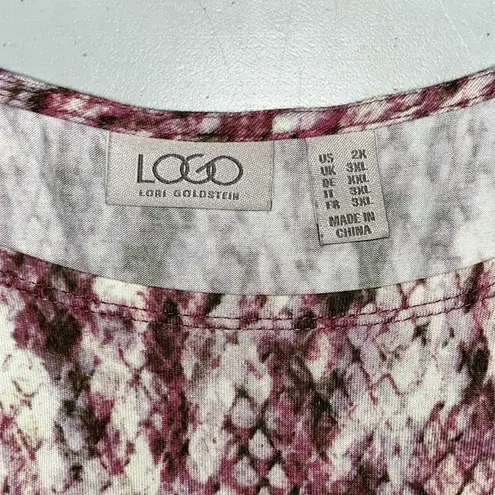 LOGO By Lori Goldstein Size 2X Purple Snakeskin Animal Print Rayon Knit Tank Top