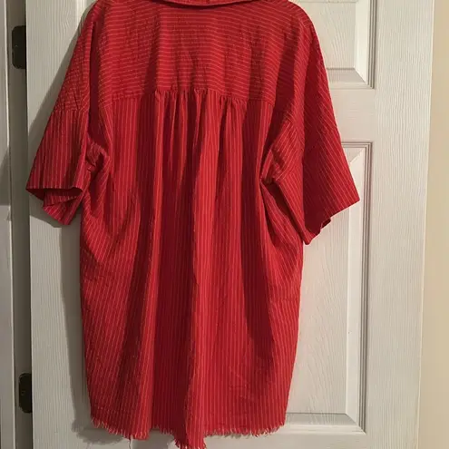 Umgee  XL Red Striped Oversized Shirt