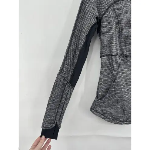 Lululemon  Base Runner 1/2 Zip Jacket 4 Heathered Herringbone Black Gray Athletic