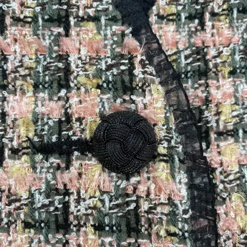 Koret Old Money Editorial Romantic Blazer Jacket size 10 Pink Black Lace Trim