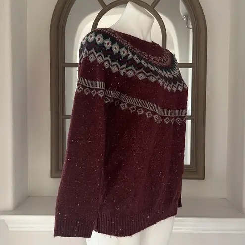 Weatherproof Vintage Fairisle Sweater in Wine, Size L EXCELLENT!