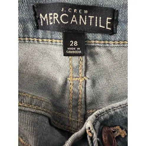 J.Crew Mercantile Jeans Womens 28 Skinny Stretch Blue Denim Raw Hem