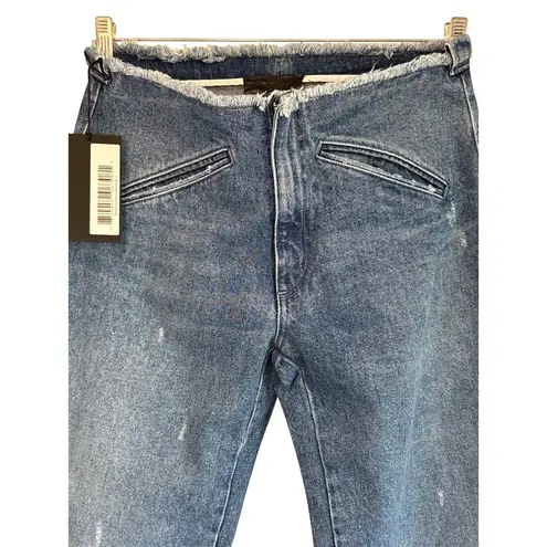 EZR Moto Straight Leg Jeans in Deep Blue 27 New Womens Cut Waist Denim Pants