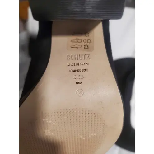 Schutz Tessie Suede Leather Boots Bootie Womens Black Western Boho. S39