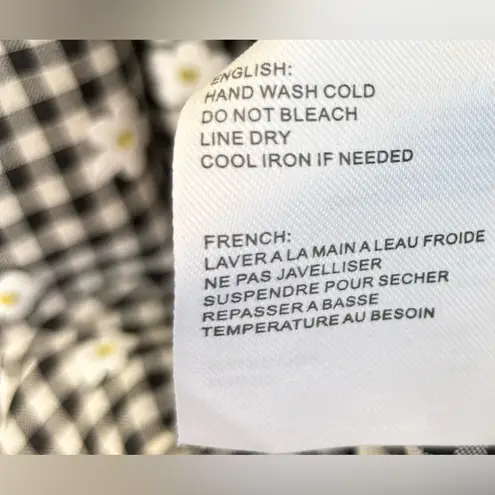 Sophie Rue Puff Sleeve Smocked Waist 90s Gingham Daisy Print Midi Dress S