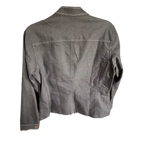 Sigrid Olsen Sport Womens Gray Denim Jacket Zip Long Sleeve Cotton Blend Large