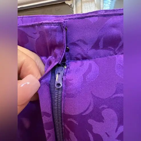 Vintage Anne Crimmins for Umi Collections Silk Floral Art To Wear Skirt Size 6 Purple