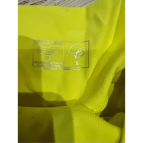 Celestial Bodiez High Waist Neon Tetra Camo Leggings in Yellow Size Small