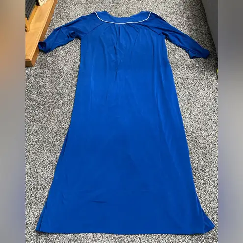 New Quacker Factory Blue Snowflake Embroidered Zip Up Long Sleeve Nightgown L Size L