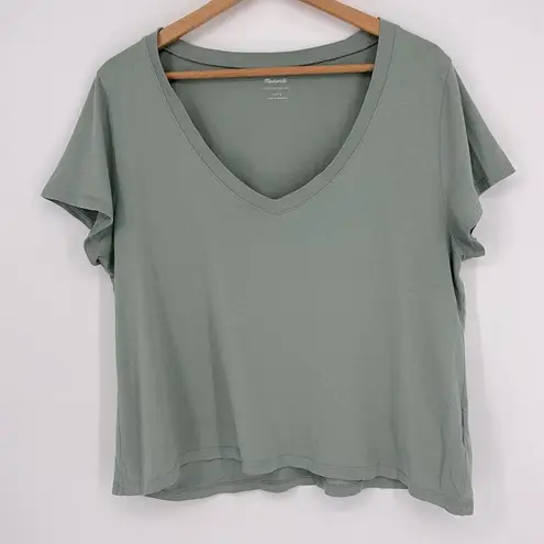 Madewell  Softfade Cotton V-Neck Crop Tee in Eucalyptus Women’s Size Large