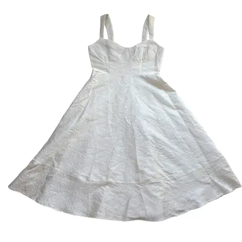 RIHOAS NWT The White Sweetheart Neck Jacquard Midi Dress Large Bridal Party