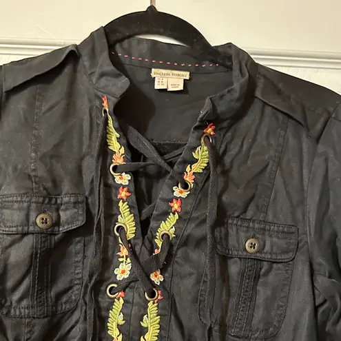 Holding Horses  Black Tunic with Floral Embroidery