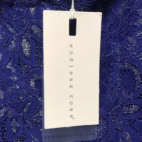 Endless Rose Sweetheart Neck Long Sleeve Metallic Lace Minidress Size L