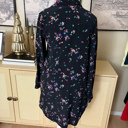 Sézane SEZANE Silk Floral Shirt Dress Button Down Long Sleeve Size XS