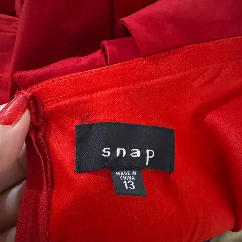 Snap Women's Red Taffeta Stretch One Shoulder Ruffled Cocktail Dress Size 13