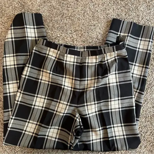 Nine & Co. NWT vintage deadstock black cream plaid stretch high rise pleat pants
